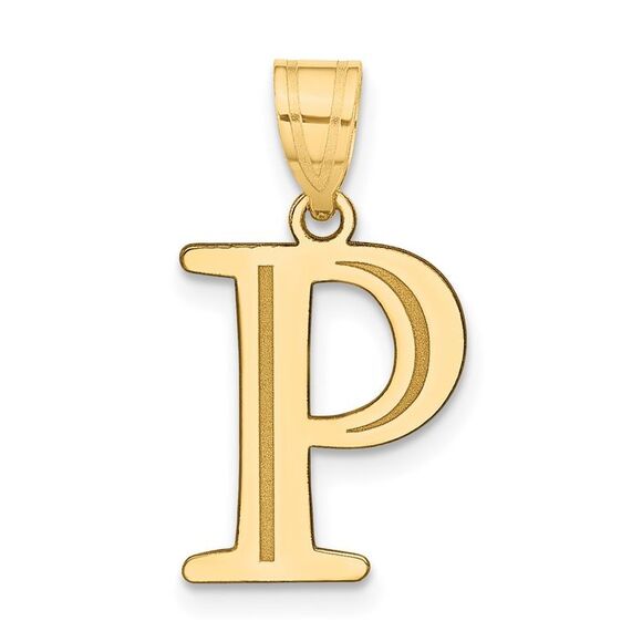 Kazi Luxury 14k Yellow Gold Polished Etched Letter P Initial Pendant